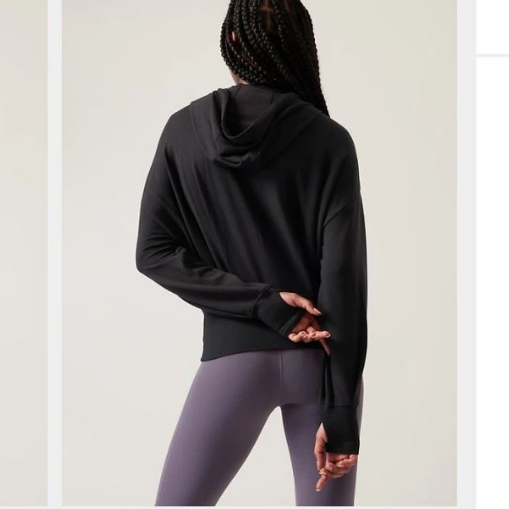 ATHLETA Plus Balance Black Zipped Jacket Hoodie Sweatshirt 1X - Picture 2 of 3